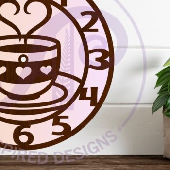 Intra απο ξύλο plywood 3mm-4mm πάχος - Φλιτζάνι καφέ Ρολόι τοίχου με λέιζερ Δίασταση 30x20 cm INTRAFABR-121469914 - Image 3