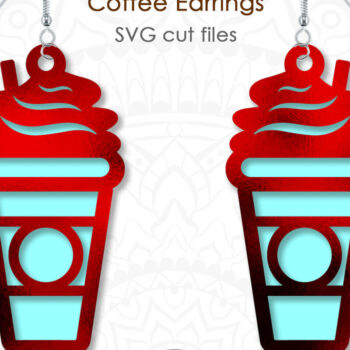 Intra απο ξύλο plywood 3mm-4mm πάχος - Coffee Earrings Cut File, Coffee Cup Δίασταση 3x3 cm INTRAFABR-77693237 - Image 1