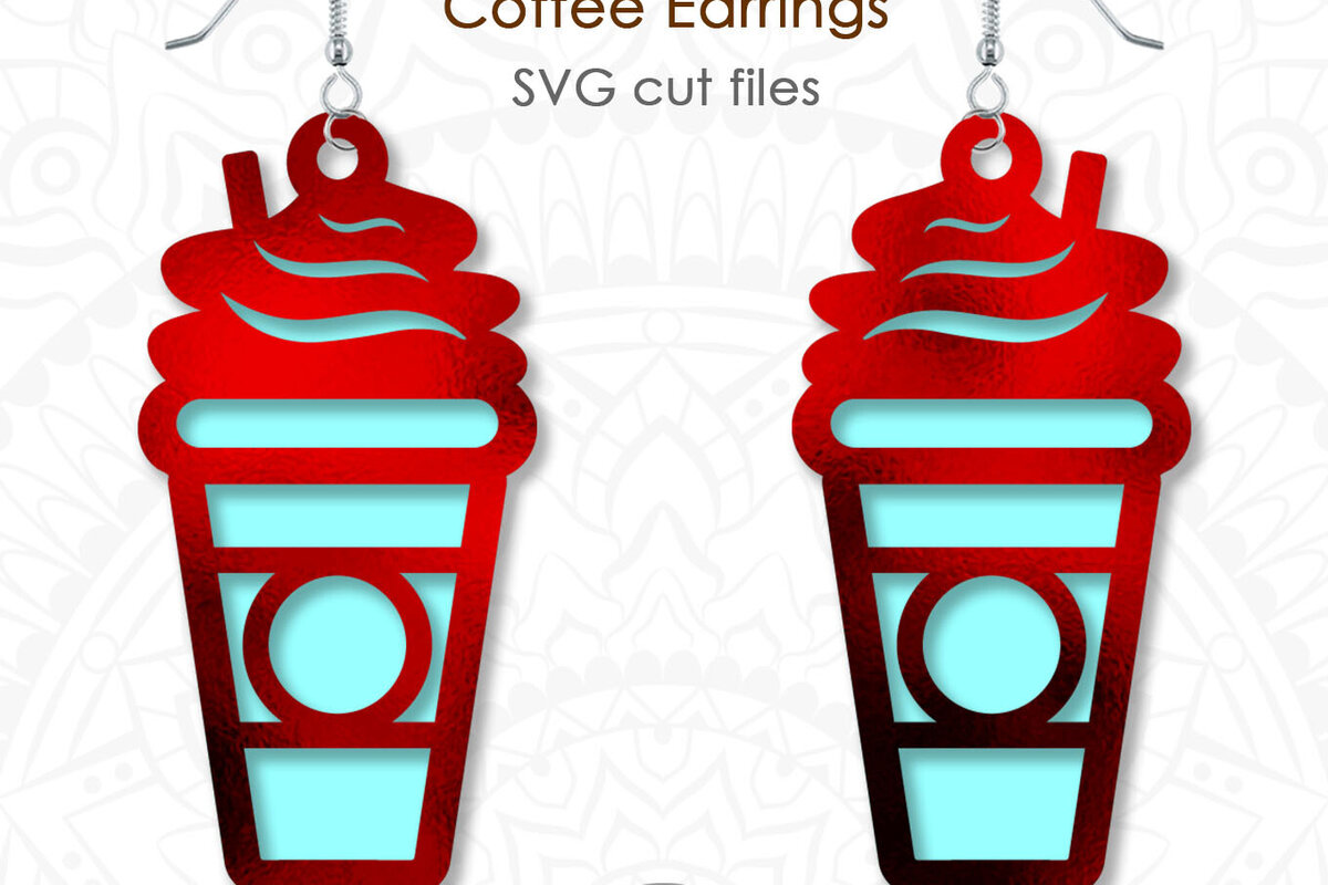 Intra απο ξύλο plywood 3mm-4mm πάχος - Coffee Earrings  Cut File, Coffee Cup Δίασταση 3x3 cm INTRAFABR-77693237