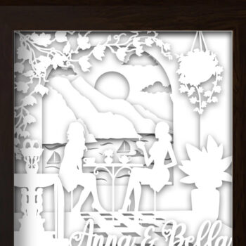 Intra απο ξύλο plywood 3mm-4mm πάχος - Coffee Friends Paper Cut Light Box Δίασταση 20x20 cm INTRAFABR-26370328 - Image 2