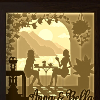 Intra απο ξύλο plywood 3mm-4mm πάχος - Coffee Friends Paper Cut Light Box Δίασταση 20x20 cm INTRAFABR-26370328 - Image 3