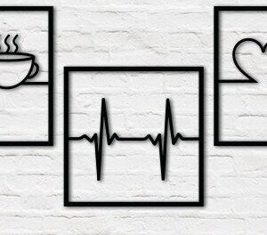 Intra απο ξύλο plywood 3mm-4mm πάχος - Coffee Heart Beats Διακόσμηση τοίχου με λέιζερ Δίασταση 20x20 cm INTRAFABR-31756947