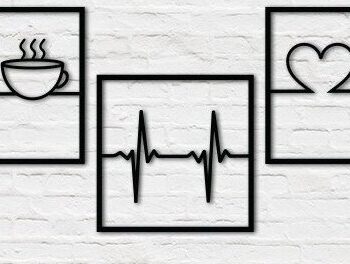 Intra απο ξύλο plywood 3mm-4mm πάχος - Coffee Heart Beats Διακόσμηση τοίχου με λέιζερ Δίασταση 20x20 cm INTRAFABR-31756947 - Image 1