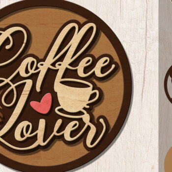 Intra απο ξύλο plywood 3mm-4mm πάχος - Coffee Lover, Laser Cut, Multilayer Δίασταση 20x20 cm INTRAFABR-13424861 - Image 1