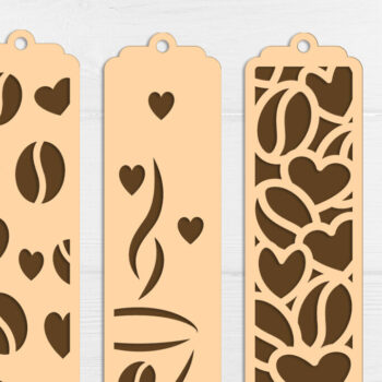 Intra απο ξύλο plywood 3mm-4mm πάχος - Coffee Lovers Bookmarks Layered Δίασταση 20x20 cm INTRAFABR-121916383 - Image 1