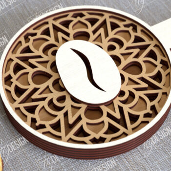 Intra απο ξύλο plywood 3mm-4mm πάχος - Καφέ Mandala | 3D πρότυπο |Φλιτζάνι καφέ Δίασταση 30x30 cm INTRAFABR-100926211 - Image 1