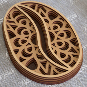 Intra απο ξύλο plywood 3mm-4mm πάχος - Καφέ Mandala | 3D πρότυπο |Φλιτζάνι καφέ Δίασταση 30x30 cm INTRAFABR-100926167