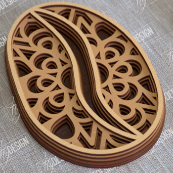 Intra απο ξύλο plywood 3mm-4mm πάχος - Καφέ Mandala | 3D πρότυπο |Φλιτζάνι καφέ Δίασταση 30x30 cm INTRAFABR-100926167 - Image 1