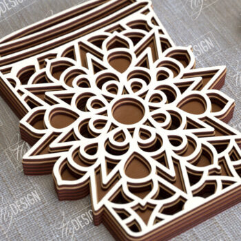 Intra απο ξύλο plywood 3mm-4mm πάχος - Καφέ Mandala | 3D πρότυπο |Φλιτζάνι καφέ Δίασταση 30x30 cm INTRAFABR-100926183 - Image 1