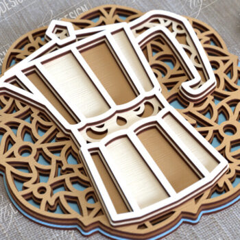 Intra απο ξύλο plywood 3mm-4mm πάχος - Καφέ Mandala | 3D πρότυπο |Φλιτζάνι καφέ Δίασταση 30x30 cm INTRAFABR-100926187 - Image 1