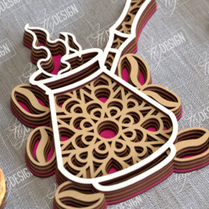 Intra απο ξύλο plywood 3mm-4mm πάχος - Καφέ Mandala | 3D πρότυπο |Φλιτζάνι καφέ Δίασταση 30x30 cm INTRAFABR-100926190