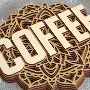 Intra απο ξύλο plywood 3mm-4mm πάχος - Καφέ Mandala | 3D πρότυπο |Φλιτζάνι καφέ Δίασταση 30x30 cm INTRAFABR-100926196