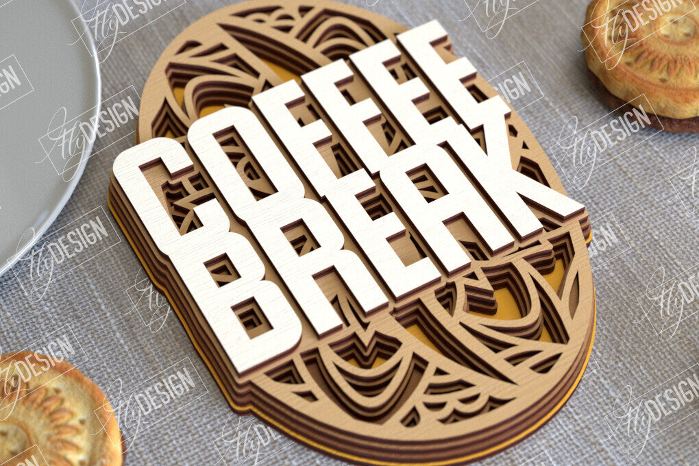 Intra απο ξύλο plywood 3mm-4mm πάχος - Καφέ Mandala | 3D πρότυπο |Φλιτζάνι καφέ Δίασταση 30x30 cm INTRAFABR-100926207