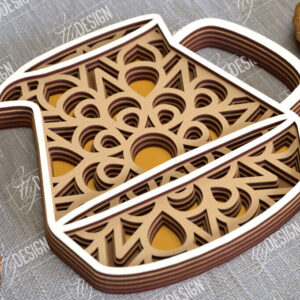 Intra απο ξύλο plywood 3mm-4mm πάχος - Καφέ Mandala | 3D πρότυπο |Φλιτζάνι καφέ Δίασταση 30x30 cm INTRAFABR-100926159