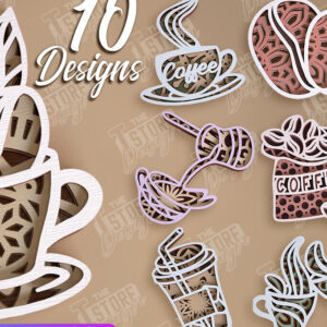 Intra απο ξύλο plywood 3mm-4mm πάχος - Πακέτο σχεδίασης Coffee Mandala Laser Cut Δίασταση 30x30 cm INTRAFABR-100852940