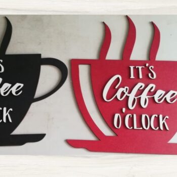 Intra απο ξύλο plywood 3mm-4mm πάχος - Coffee O'Clock Sign Glowforge Laser Δίασταση 30x20 cm INTRAFABR-35835332 - Image 2
