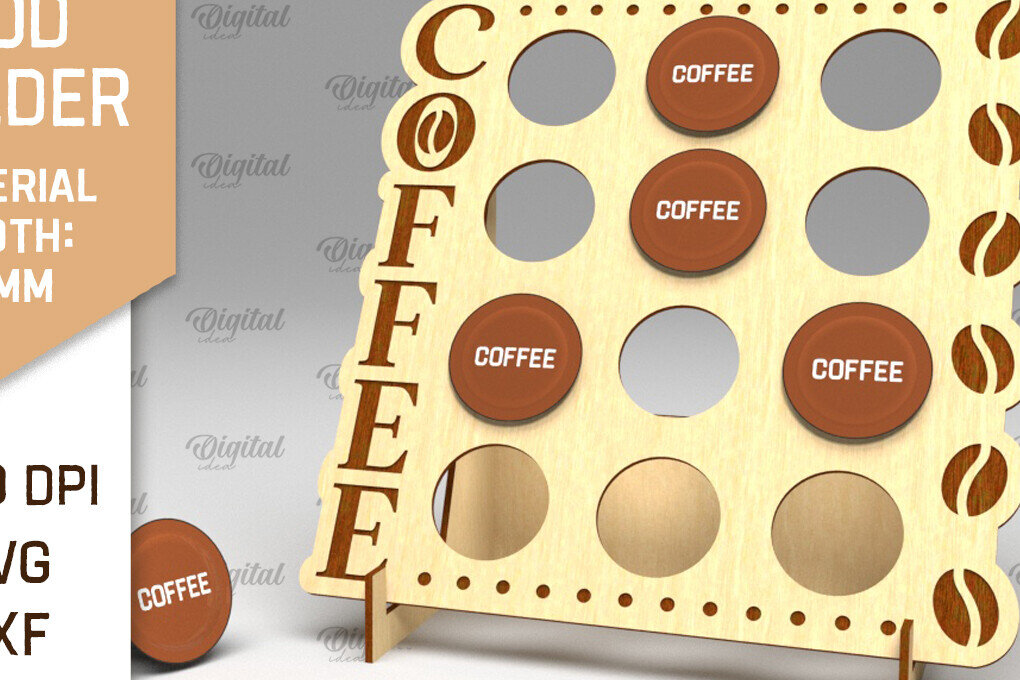 Intra απο ξύλο plywood 3mm-4mm πάχος - Σχέδιο κοπής λέιζερ θήκης για δοχεία καφέ Δίασταση 30x20 cm INTRAFABR-92559528