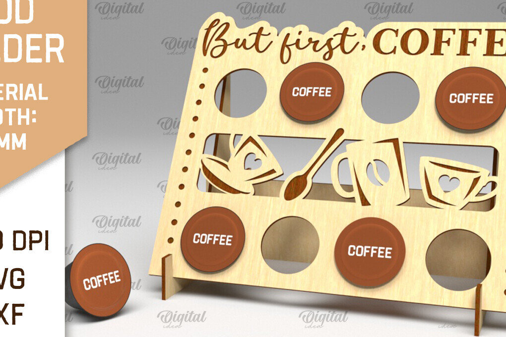 Intra απο ξύλο plywood 3mm-4mm πάχος - Σχέδιο κοπής λέιζερ θήκης για δοχεία καφέ Δίασταση 30x20 cm INTRAFABR-92559466