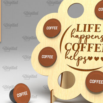 Intra απο ξύλο plywood 3mm-4mm πάχος - Σχέδιο κοπής λέιζερ θήκης για δοχεία καφέ Δίασταση 30x20 cm INTRAFABR-92559489 - Image 1