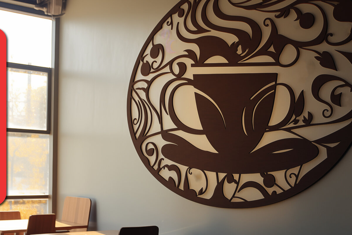 Intra απο ξύλο plywood 3mm-4mm πάχος - Coffee Shop Laser Cut Decor  Δίασταση 30x20 cm INTRAFABR-90708806