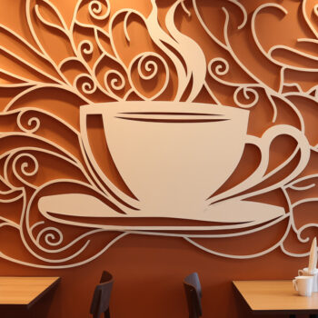 Intra απο ξύλο plywood 3mm-4mm πάχος - Coffee Shop Laser Cut Decor Δίασταση 30x20 cm INTRAFABR-90712771 - Image 1