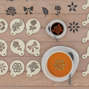 Intra απο ξύλο plywood 3mm-4mm πάχος - Σετ Στένσιλ καφέ / Μοτίβο Barista 254 Δίασταση 30x20 cm INTRAFABR-53994288 - Image 1