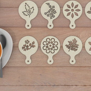 Intra απο ξύλο plywood 3mm-4mm πάχος - Σετ Στένσιλ καφέ / Μοτίβο Barista 254 Δίασταση 30x20 cm INTRAFABR-53994288 - Image 4