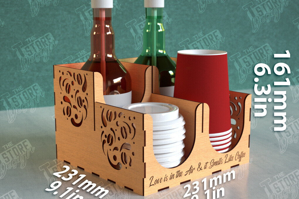 Intra απο ξύλο plywood 3mm-4mm πάχος - Σχάρα για σιρόπι καφέ | Desktop Organizer Δίασταση 20x20 cm INTRAFABR-111816996