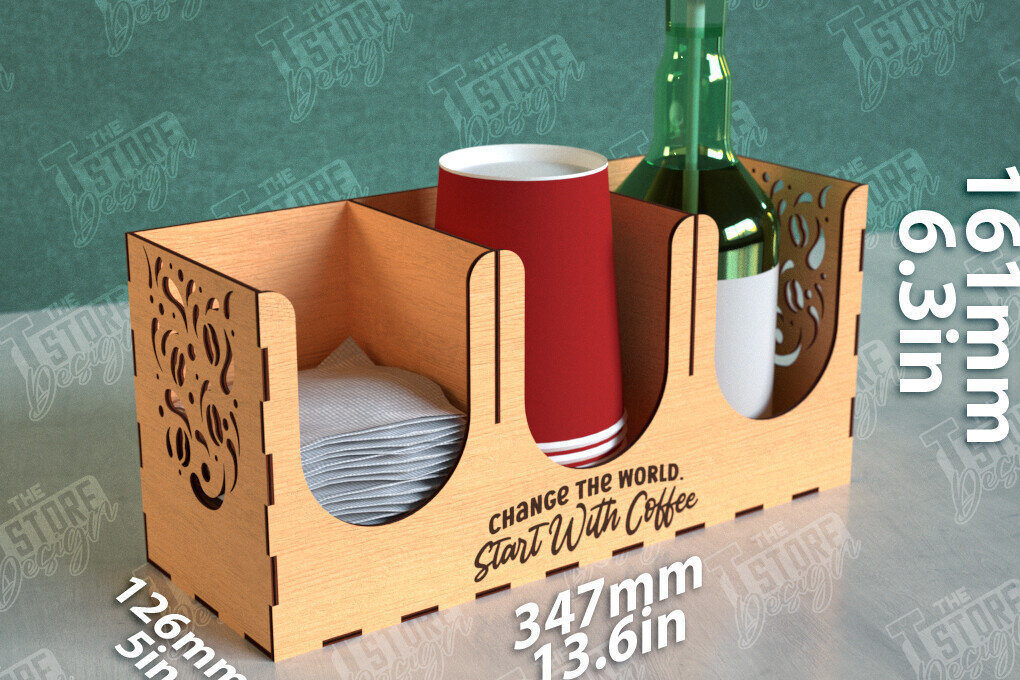 Intra απο ξύλο plywood 3mm-4mm πάχος - Σχάρα για σιρόπι καφέ | Desktop Organizer Δίασταση 20x20 cm INTRAFABR-111816949