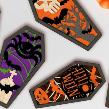 Intra απο ξύλο plywood 3mm-4mm πάχος -  κοπής με λέιζερ σε πακέτο COFFIN HALLOWEEN Δίασταση 7x12 cm INTRAFABR-78190550 - Image 2