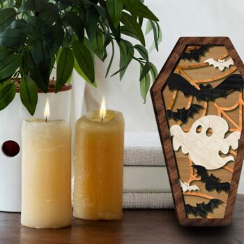 Intra απο ξύλο plywood 3mm-4mm πάχος -  κοπής με λέιζερ σε πακέτο COFFIN HALLOWEEN Δίασταση 7x12 cm INTRAFABR-78190550 - Image 4