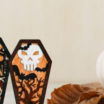 Intra απο ξύλο plywood 3mm-4mm πάχος -  κοπής με λέιζερ σε πακέτο COFFIN HALLOWEEN Δίασταση 7x12 cm INTRAFABR-78190550 - Image 5