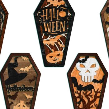 Intra απο ξύλο plywood 3mm-4mm πάχος -  κοπής με λέιζερ σε πακέτο COFFIN HALLOWEEN Δίασταση 7x12 cm INTRAFABR-78190550 - Image 7