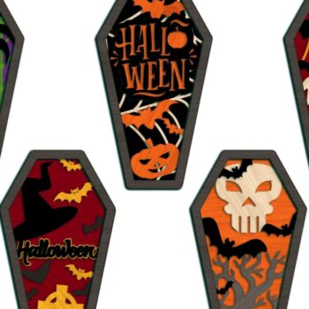 Intra απο ξύλο plywood 3mm-4mm πάχος -  κοπής με λέιζερ σε πακέτο COFFIN HALLOWEEN Δίασταση 7x12 cm INTRAFABR-78190550 - Image 9