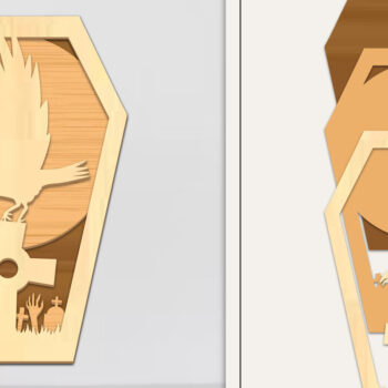 Intra απο ξύλο plywood 3mm-4mm πάχος - Coffin Halloween Στολίδι με Δίασταση 6x6 cm INTRAFABR-102676730 - Image 1