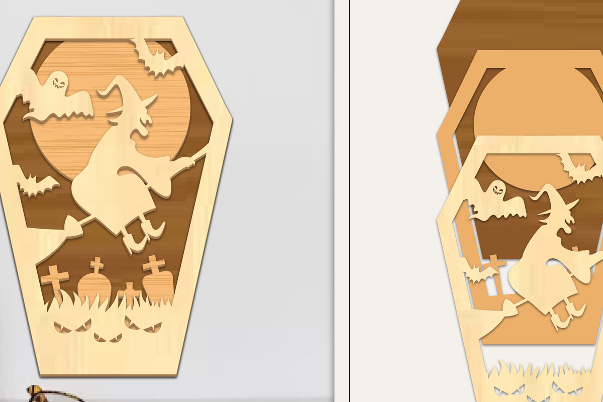 Intra απο ξύλο plywood 3mm-4mm πάχος - Coffin Halloween Στολίδι με   Δίασταση 6x6 cm INTRAFABR-102676778