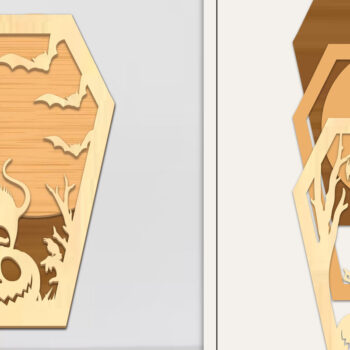 Intra απο ξύλο plywood 3mm-4mm πάχος - Coffin Halloween Στολίδι με Δίασταση 6x6 cm INTRAFABR-102676888 - Image 1