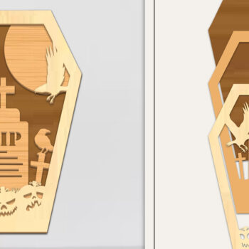 Intra απο ξύλο plywood 3mm-4mm πάχος - Coffin Halloween Στολίδι με Δίασταση 6x6 cm INTRAFABR-102676977 - Image 1