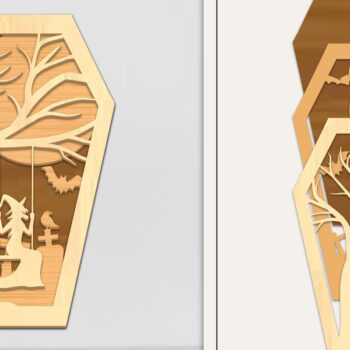 Intra απο ξύλο plywood 3mm-4mm πάχος - Coffin Halloween Στολίδι με Δίασταση 6x6 cm INTRAFABR-102677209 - Image 1