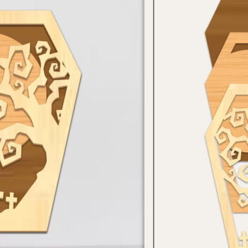 Intra απο ξύλο plywood 3mm-4mm πάχος - Coffin Halloween Στολίδι με Δίασταση 6x6 cm INTRAFABR-102622180 - Image 1