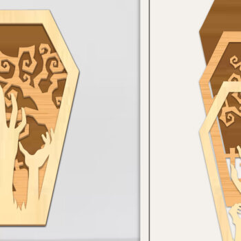 Intra απο ξύλο plywood 3mm-4mm πάχος - Coffin Halloween Στολίδι με Δίασταση 6x6 cm INTRAFABR-102622403 - Image 1