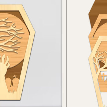 Intra απο ξύλο plywood 3mm-4mm πάχος - Coffin Halloween Στολίδι με Δίασταση 6x6 cm INTRAFABR-102622546 - Image 1