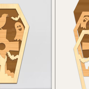 Intra απο ξύλο plywood 3mm-4mm πάχος - Coffin Halloween Στολίδι με Δίασταση 6x6 cm INTRAFABR-102622136 - Image 1