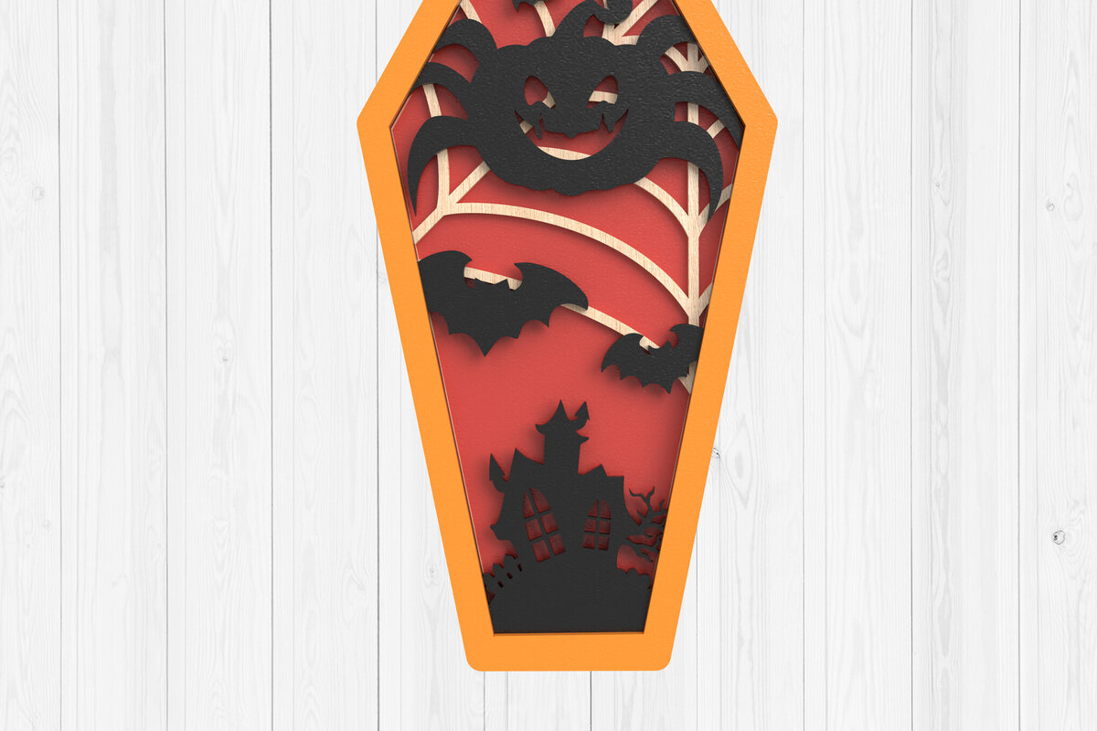 Intra απο ξύλο plywood 3mm-4mm πάχος - COFFIN HALLOWEEN  Laser Cut Δίασταση 15x15 cm INTRAFABR-102203233