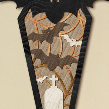 Intra απο ξύλο plywood 3mm-4mm πάχος - Φέρετρο με νυχτερίδα αποκριάτικη διακόσμηση Δίασταση 8x13 cm INTRAFABR-104407333 - Image 4