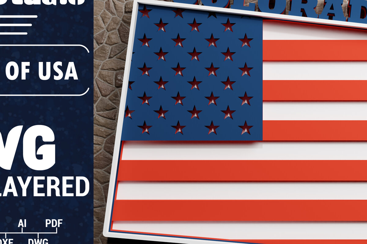 Intra απο ξύλο plywood 3mm-4mm πάχος - Σημαία 3D  του Κολοράντο ΗΠΑ Δίασταση 1200x1200 cm INTRAFABR-65275434