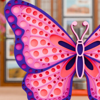 Intra απο ξύλο plywood 3mm-4mm πάχος - Σχεδιασμός Χειροτεχνίας Colorful Butterfly Δίασταση 4x4 cm INTRAFABR-97677974 - Image 3