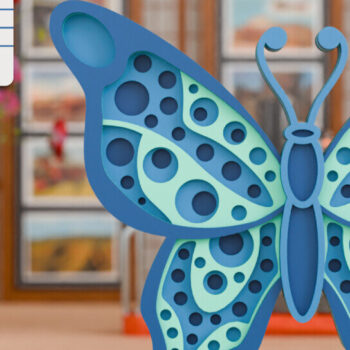 Intra απο ξύλο plywood 3mm-4mm πάχος - Σχεδιασμός Χειροτεχνίας Colorful Butterfly  Δίασταση 4x4 cm INTRAFABR-97687777 - Image 1