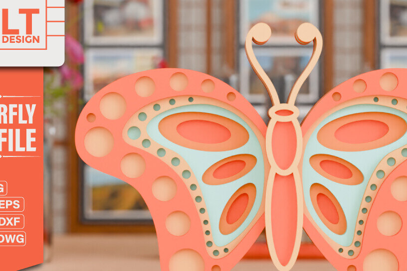 Intra απο ξύλο plywood 3mm-4mm πάχος - Σχεδιασμός Χειροτεχνίας Colorful Butterfly  Δίασταση 4x4 cm INTRAFABR-97815435