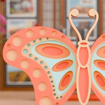 Intra απο ξύλο plywood 3mm-4mm πάχος - Σχεδιασμός Χειροτεχνίας Colorful Butterfly  Δίασταση 4x4 cm INTRAFABR-97815435 - Image 3